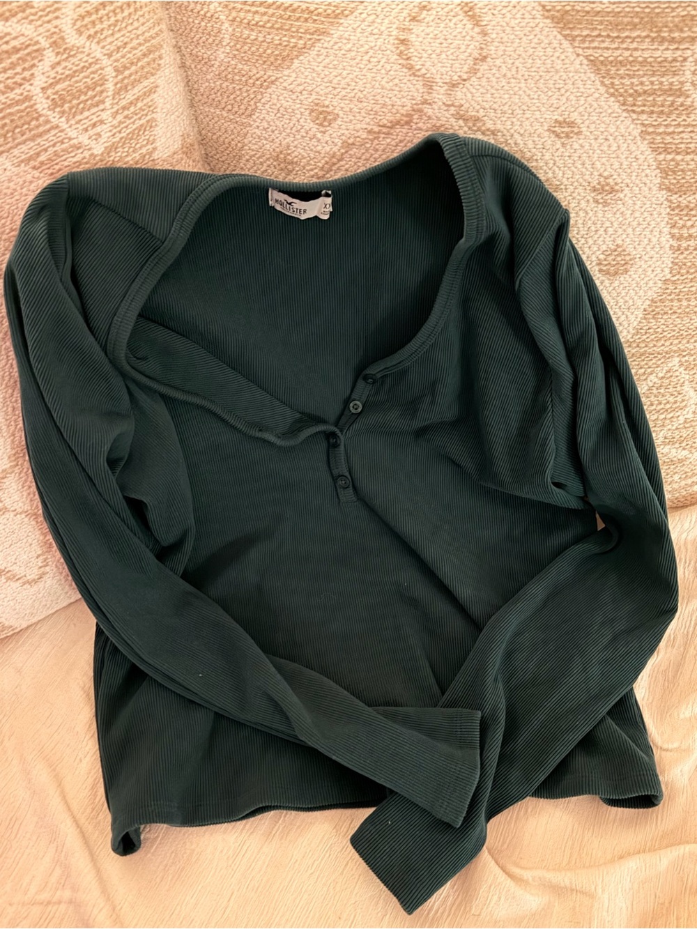 Emerald Green Ribbed Long Sleeve Top - XXL